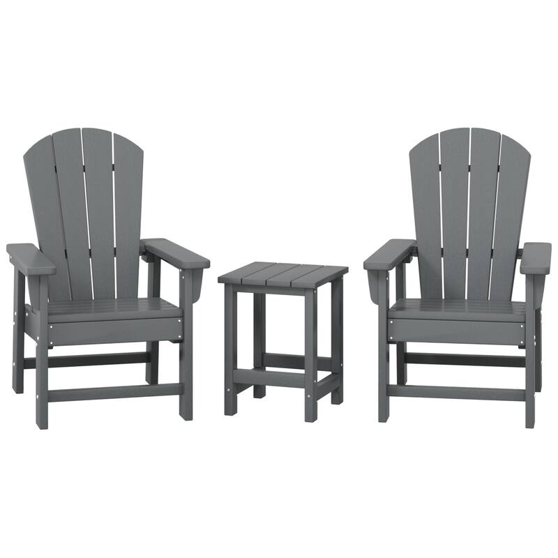 Laguna Kids Outdoor Poly Adirondack Chair With Side Table 3-Piece Set - Gray