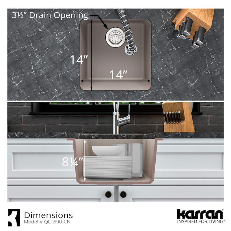Karran Undermount Quartz Bar Single Bowl Sink