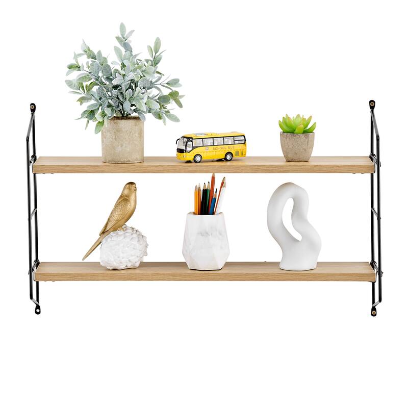 Danya B. Severini Floating Bracket Farmhouse Two-Tier Wall Shelf