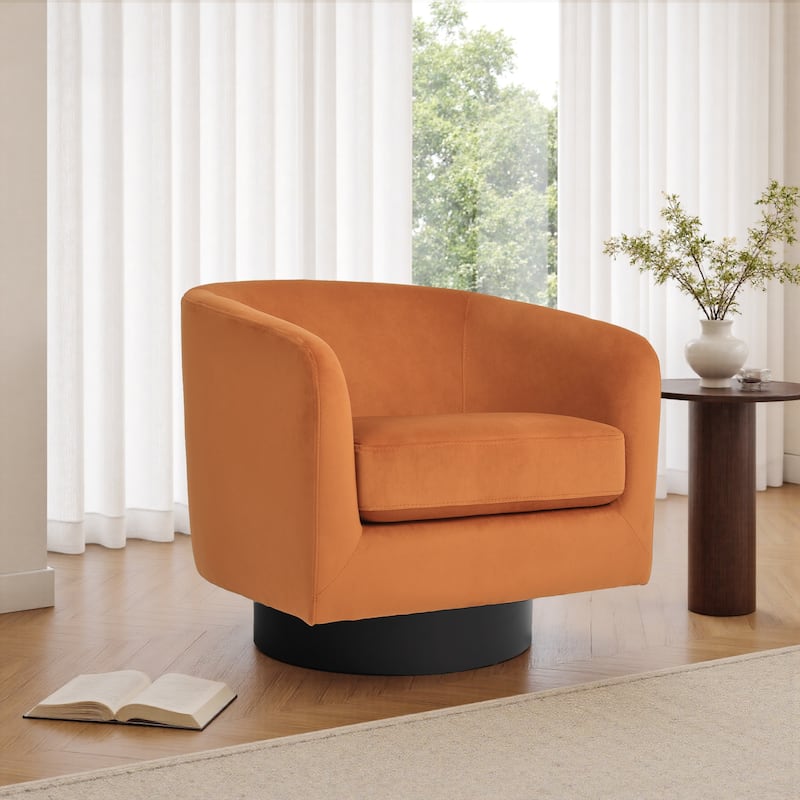 UIXE 360° Swivel Barrel Accent Chair Velvet Armchair For Living Room