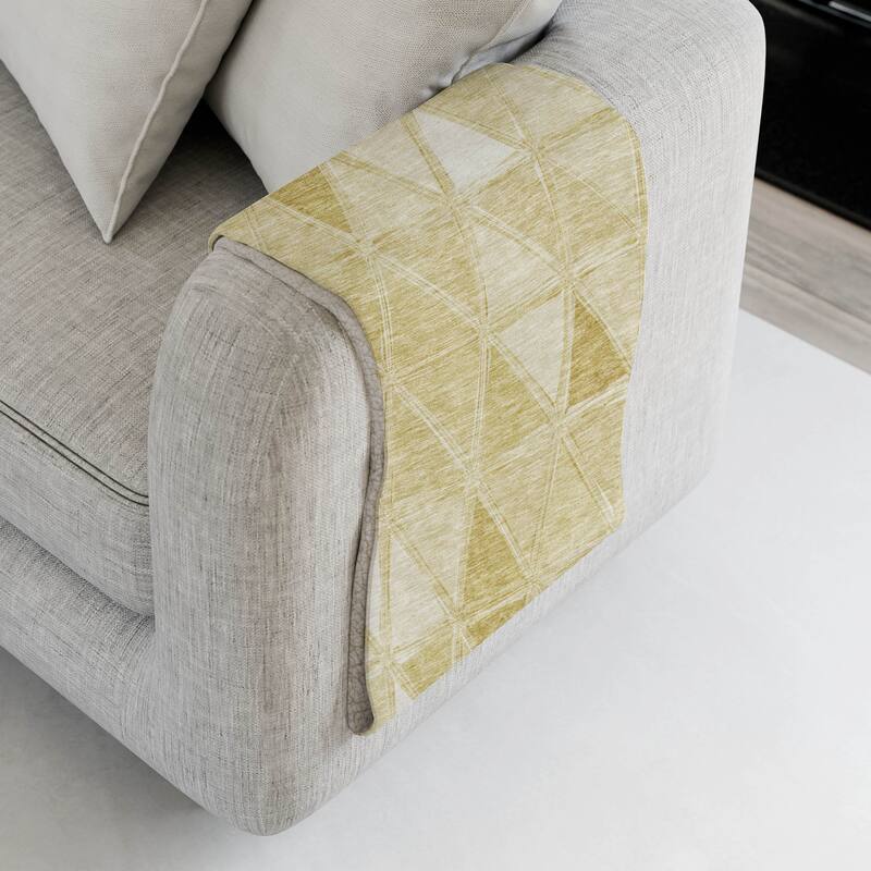Premium Machine Washable Modern Diamonds Sherpa Throw Blanket - Gold - 4'2" x 5'10"