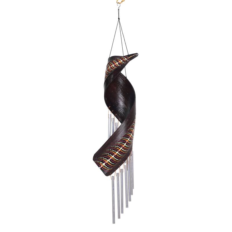 Novica Handmade Morning Melody Coconut Fiber Windchime