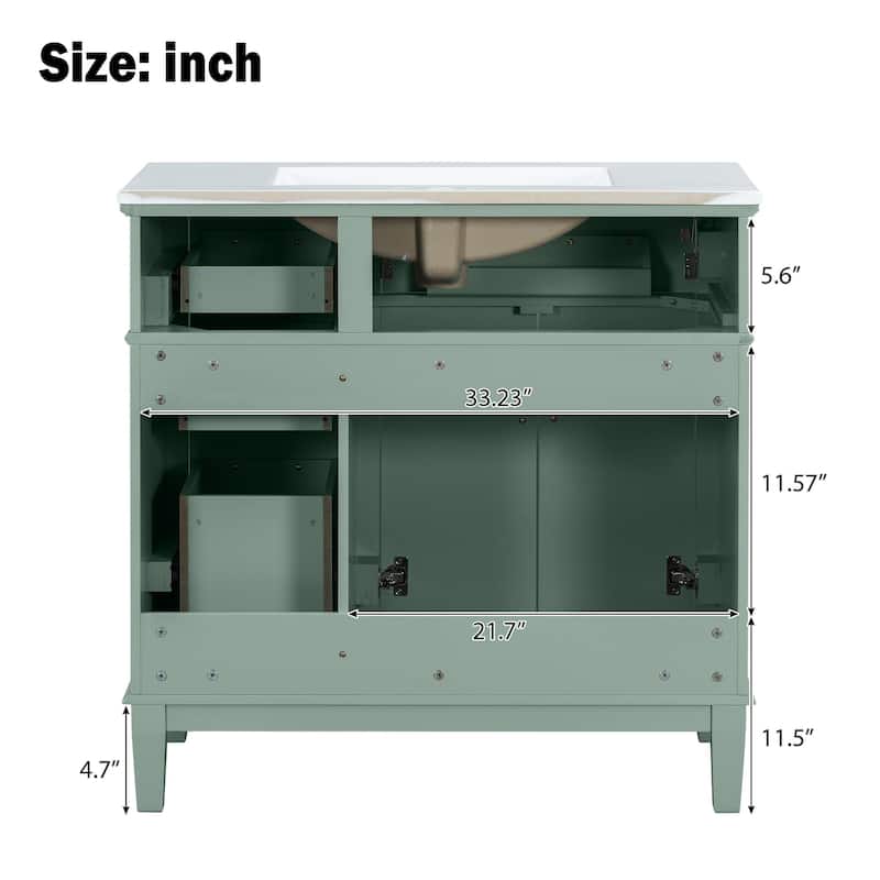 Bathroom Vanity with Sink Combo, Bathroom Cabinet with 2 Soft Close Doors and 4 Drawers, Vanity Set with Tip-Out Drawer