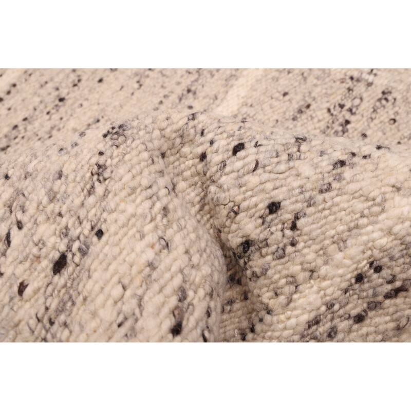 ECARPETGALLERY Hand Woven Looma Light Grey Wool Rug - 8'3 x 10'2