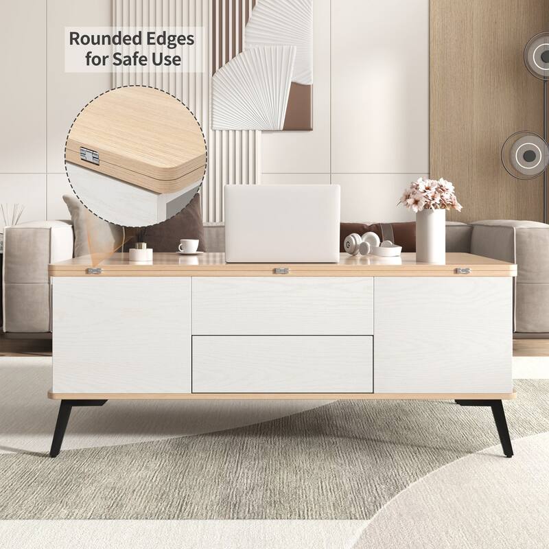 5 Pieces Lift Top Coffee Table Set with Storage Convertible Dining Table