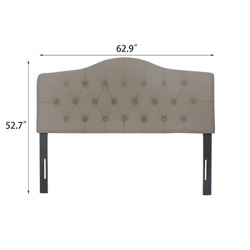 Adeco Camelback PU Leather Headboard Tufted Upholstered Headboard for Queen Bed