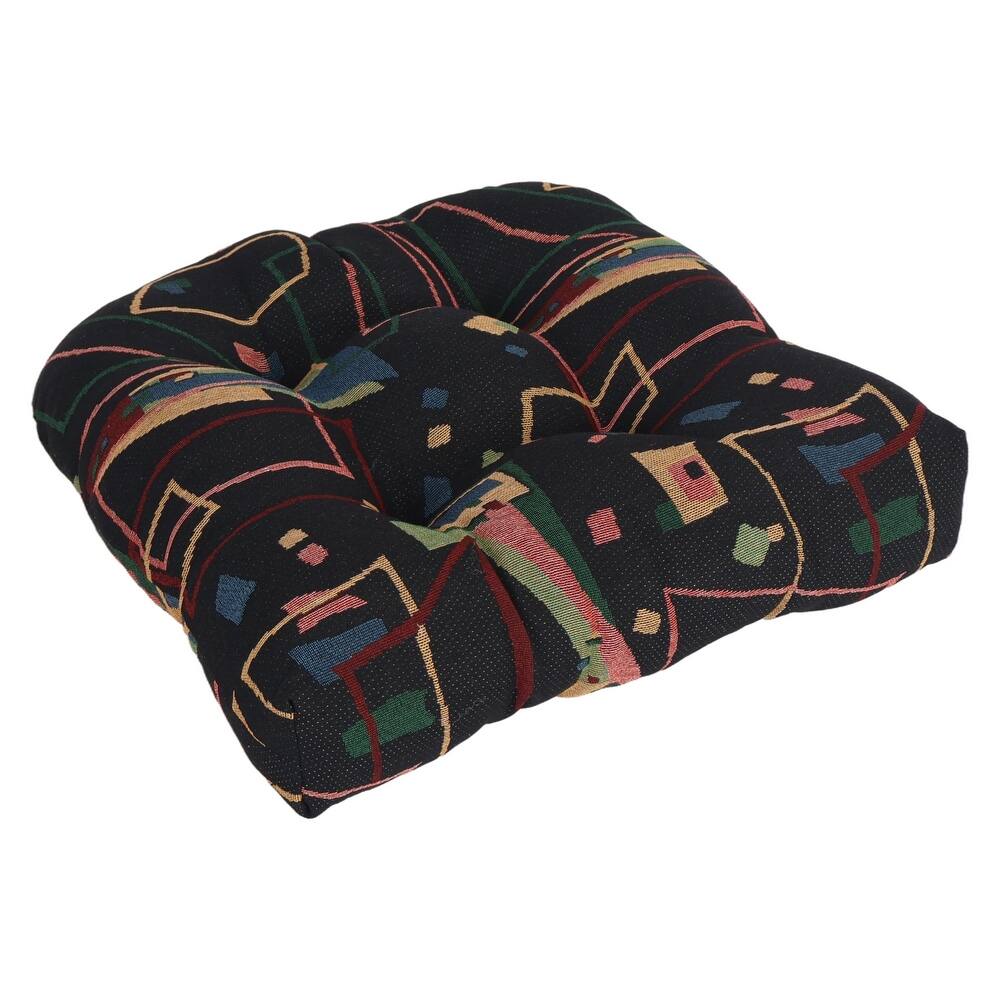 19-inch Rounded Back Tapestry Chair Cushion (Multiple Patterns, Set of 1,2, or 4) - 19 x 19