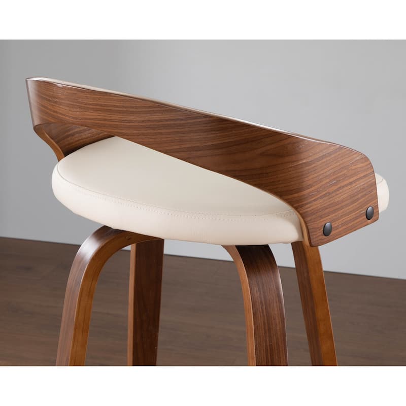 Carson Carrington Stavanger 24" Fixed-Height Counter Stool with Bent Wood Legs & Round Footrest (Set of 2)