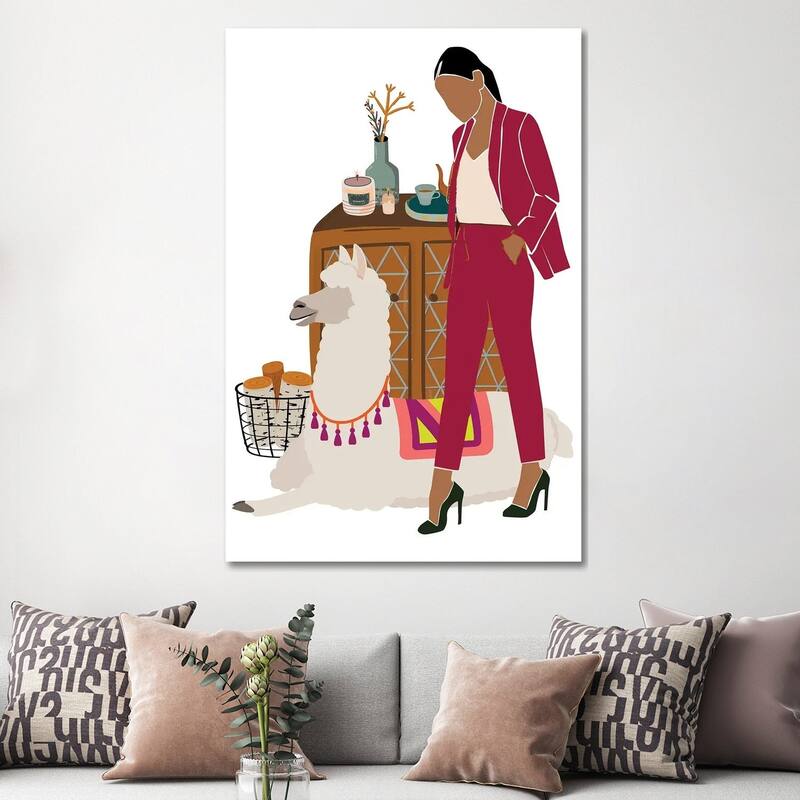 iCanvas "Christmas With Llama" by Jania Sharipzhanova Canvas Print