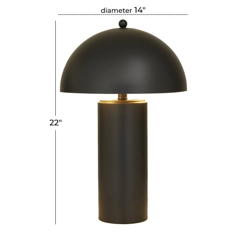 Metal Room Accent Lamp with Dome Shade - Gold & Black - Roche River Decor