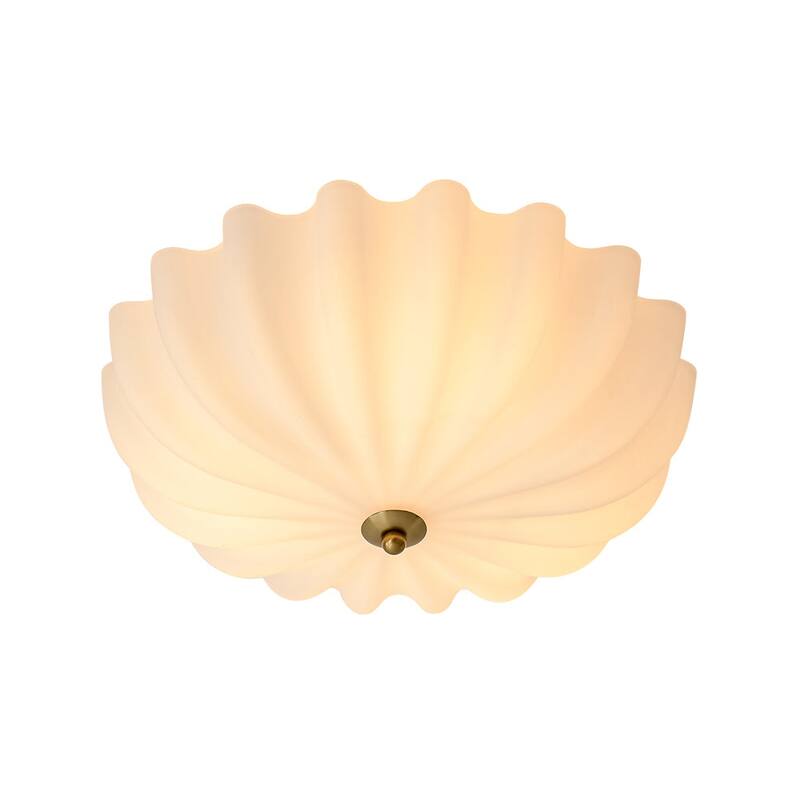 15.7''W 3-Light Shell Scalloped Glass Semi-Flush Mount