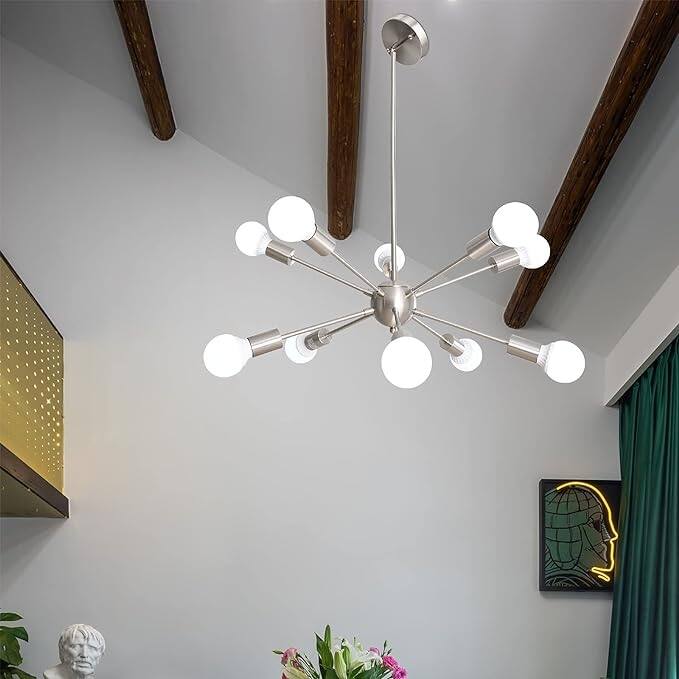 10-Light 23.54-inch Sputnik Chandelier Light for Kitchen Island Study