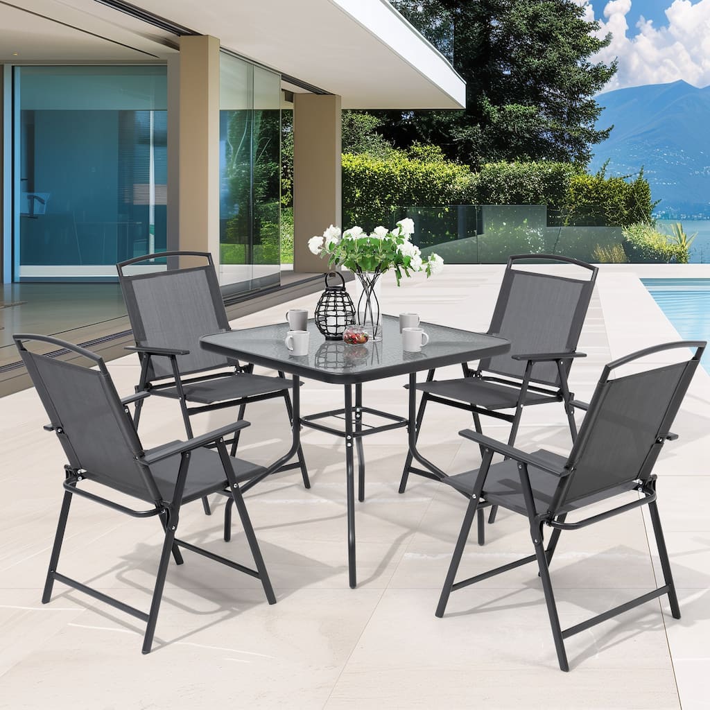 Pellebant Outdoor 5-piece Patio Dining Set with Folding Chairs