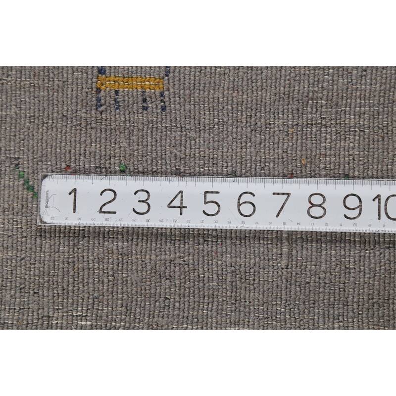 Tribal Gray Gabbeh Indian Area Rug Handmade Wool Carpet - 8'1"x 9'7"