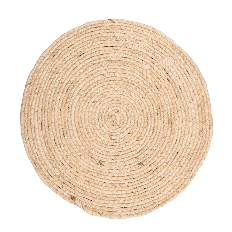White Seagrass Round Placemats Set of 6, 15" - Beige