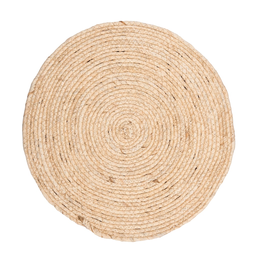White Seagrass Round Placemats Set of 6, 15" - Beige