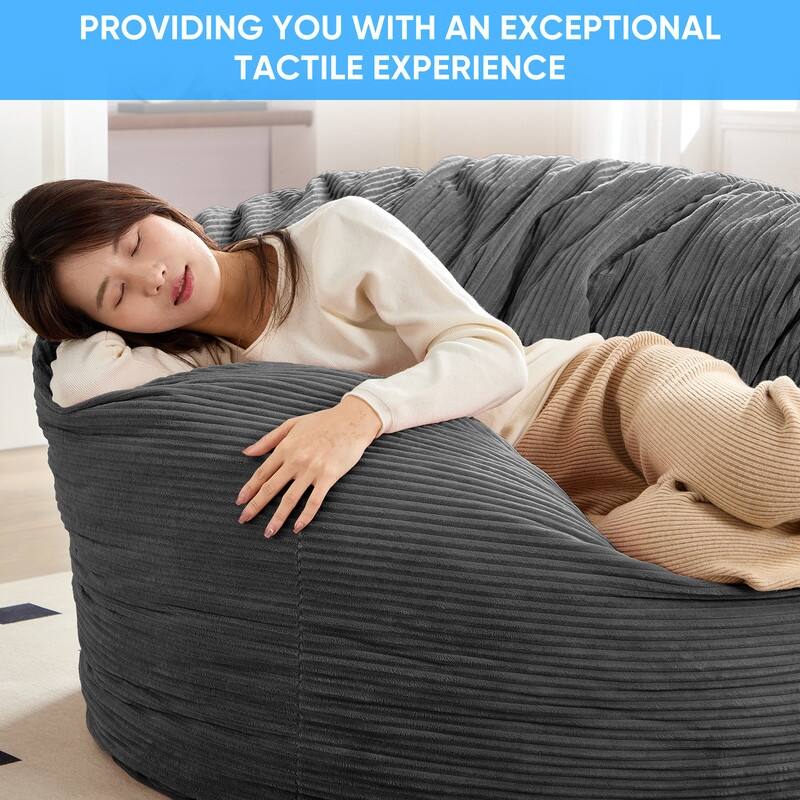 Mixoy Corduroy Bean Bag Lazy Sofa Chair Bed,Convertible Adult Beanbag from Lazy Chair to Floor Mattress,Machine Washable