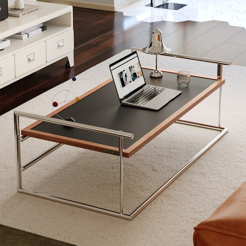 2-in-1 Convertible Desk Coffee Table with Drawing & Writing Surface, Dining Table End Table with Rust-Resistant Frame