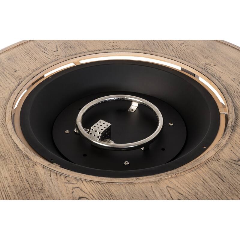 Thatcher Driftwood Round Aluminum LPG Fire Pit - N/A