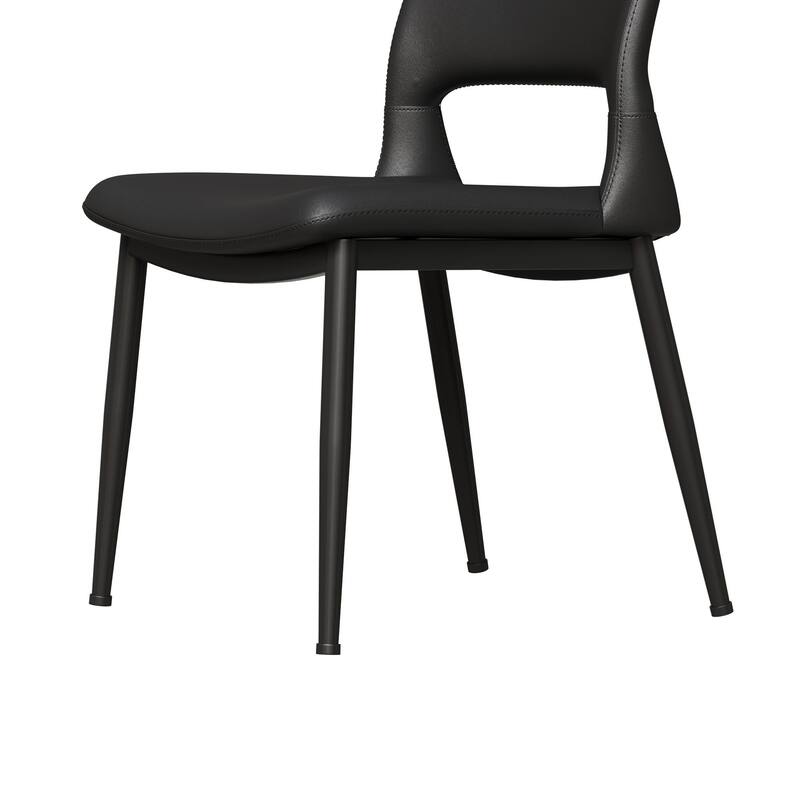 Modern Minimalist Pu Leather Dining Chairs Set Of 2, Comfortable Backrest Design, Metal Leg Support, Suitable For Restaurants