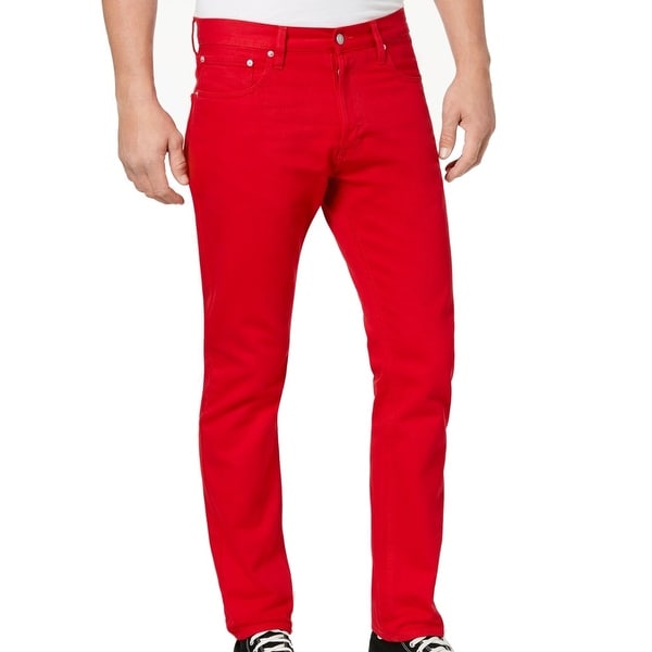 red stretch skinny jeans
