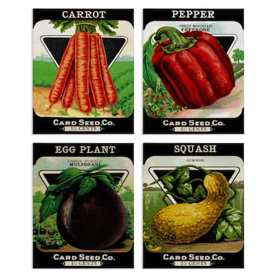 Stupell Vintage Farm Garden Vegetables Canvas Wall Art Design By Lil' Rue (Set of 4)
