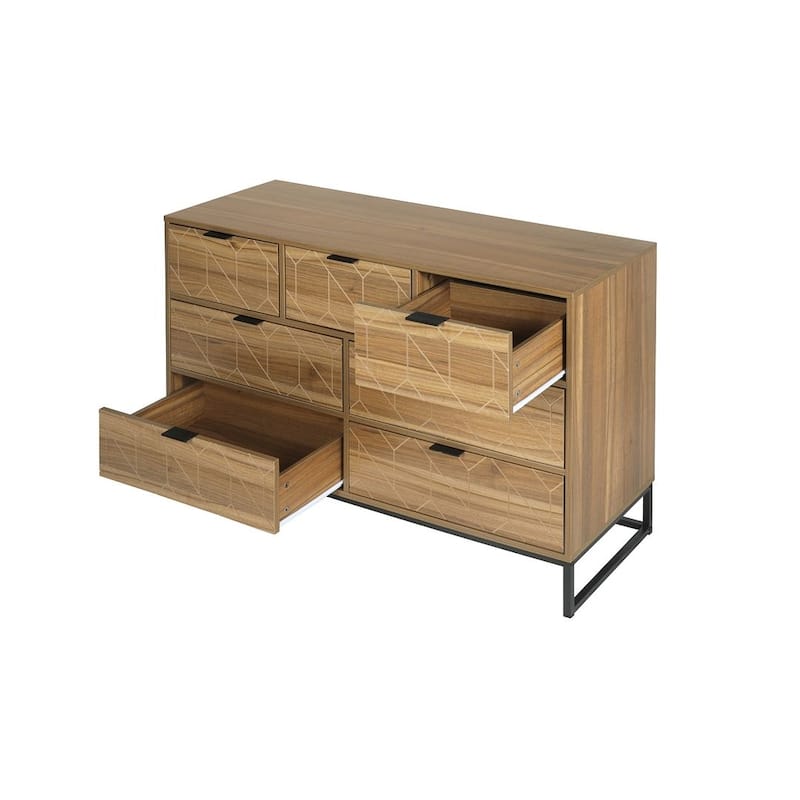 50.71" L Modern Wood Dresser With 7 Drawers