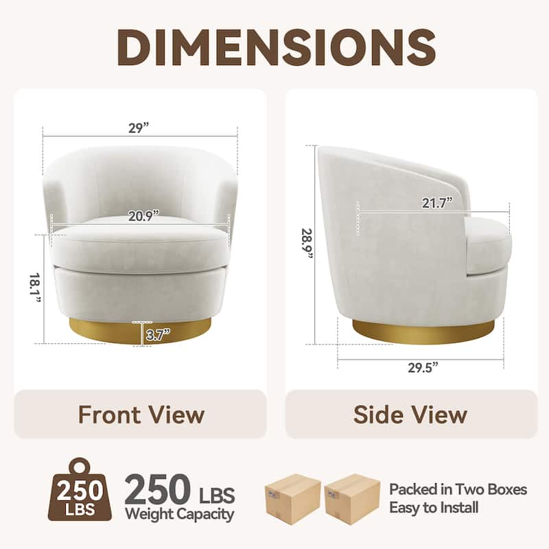 360 Degree Velvet Swivel Club Chair, Soft & Comfotable