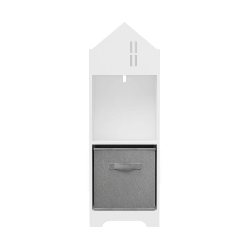 2-Tier Kids Bookcase with Storage and Collapsible Fabric Drawers