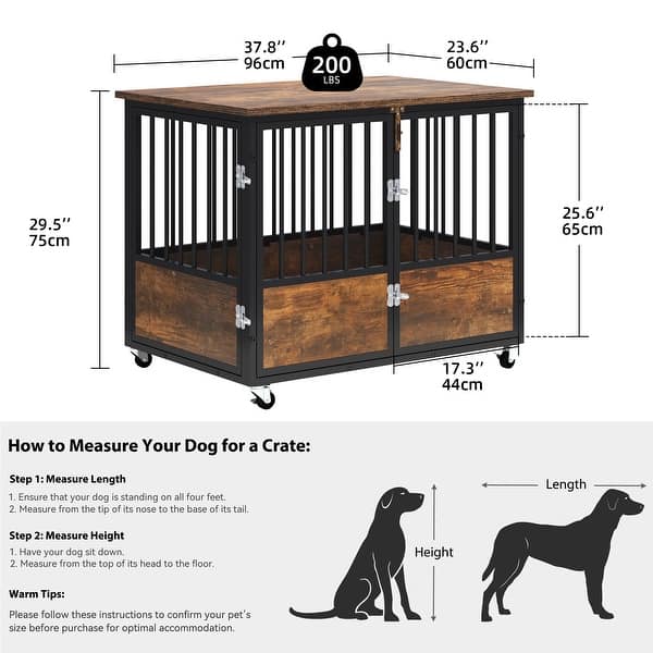 dimension image slide 0 of 2, Moasis Industrial Heavy Duty Dog Crate Kennel with 2 Doors
