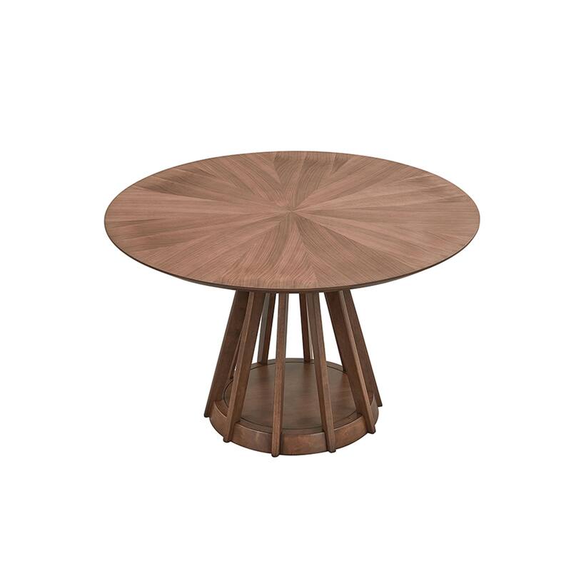 47.24 Inch Round Dining Table for 4, Space-Saving Wooden Kitchen Table - Modern Design with Sturdy Pedestal Base