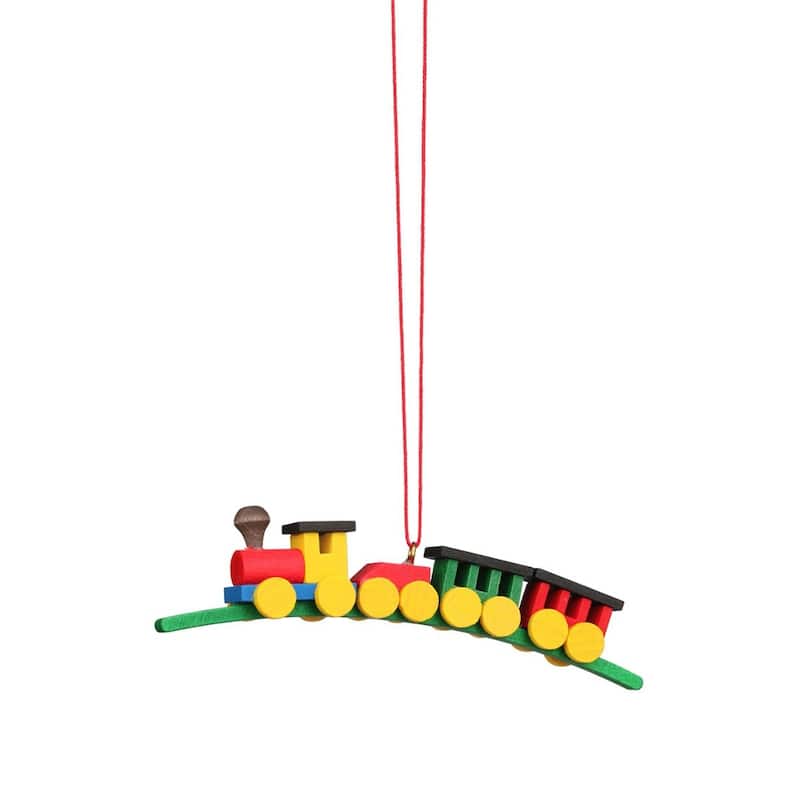 4.25" Green Yellow Red Medium-Sized Train Christian Ulbricht Ornament
