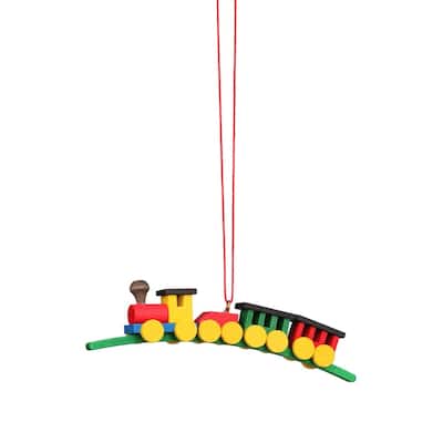 4.25" Green Yellow Red Medium-Sized Train Christian Ulbricht Ornament