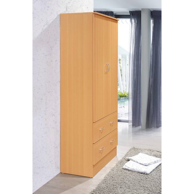 71.5" Beech Beige Armoire with Drawers and Clothing Rod