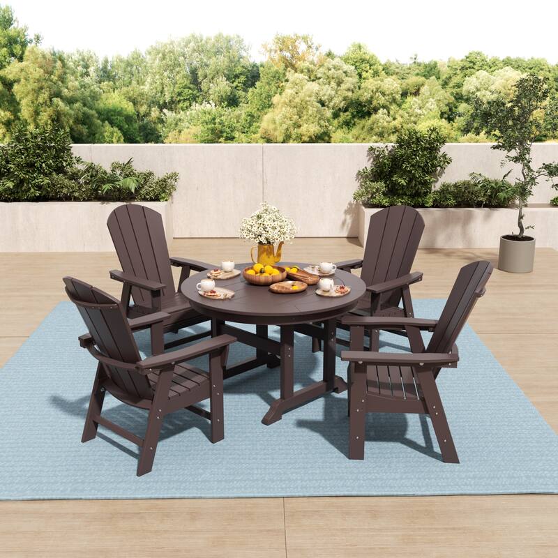 Laguna Hdpe All Weather Outdoor Patio Round Adirondack Dining Chairs Set (5-Piece Set)