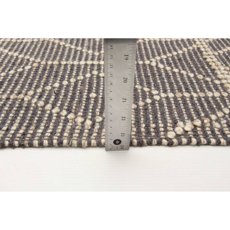 ECARPETGALLERY Braid weave Sienna Grey Wool Rug - 6'0 x 9'3