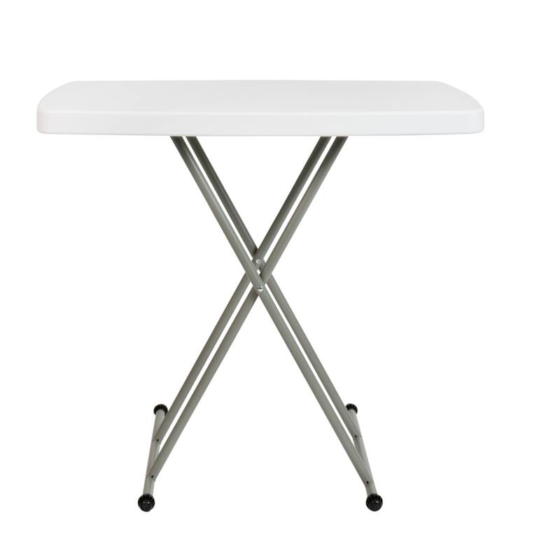 Height Adjustable Plastic Folding TV Tray/Laptop Table in Granite White