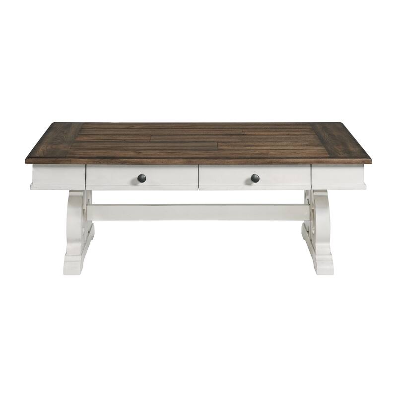 Drake Coffee Table by Intercon, Two-Toned Rustic White and French Oak Finish