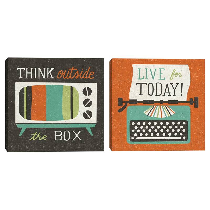 Retro Desktop Television, Retro Desktop Typewriter Canvas Art Prints