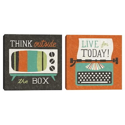 Retro Desktop Television, Retro Desktop Typewriter Canvas Art Prints