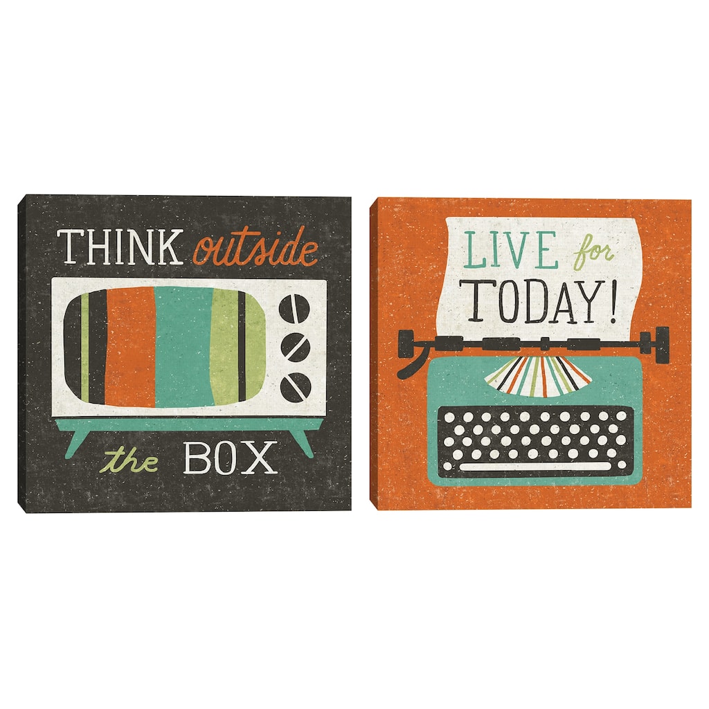 Retro Desktop Television, Retro Desktop Typewriter Canvas Art Prints