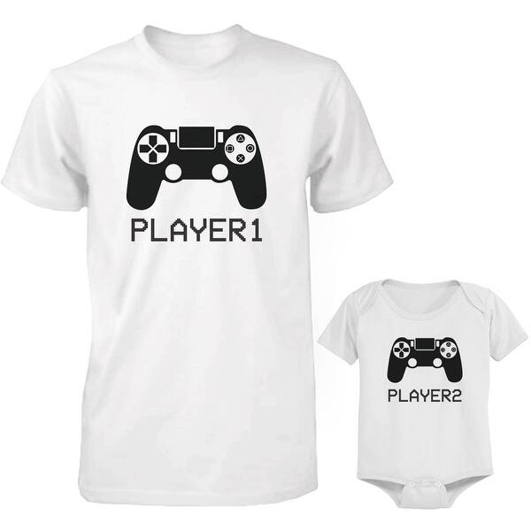 Shop Player 1 And 2 Dad And Baby Matching Shirt And Bodysuit