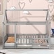 preview thumbnail 50 of 67, Wooden Floor Bed with House Roof Frame and Guardrails