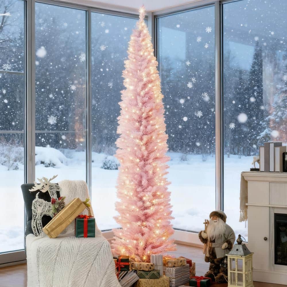 8ft Pencil Christmas Tree ,pink - Pink