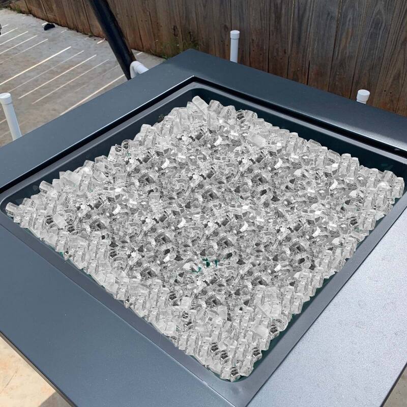 Clear Tempered Crushed Glass Fireplace Glass Rocks 10 lbs. Heat Resistant - 1/2 inch