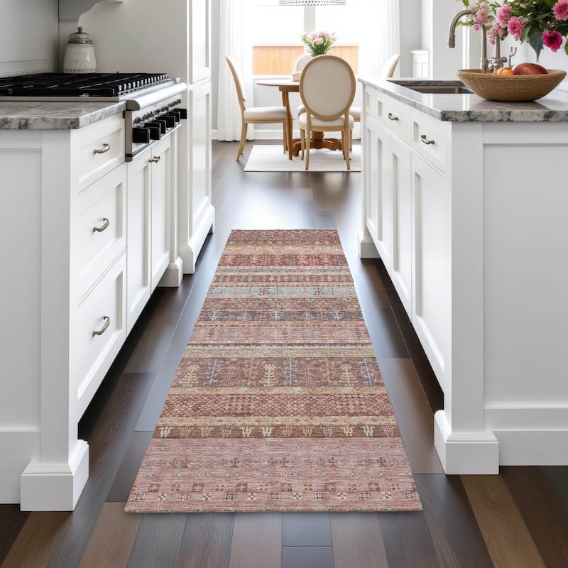 Machine Washable Indoor/Outdoor Global Kilim Chantille Rug