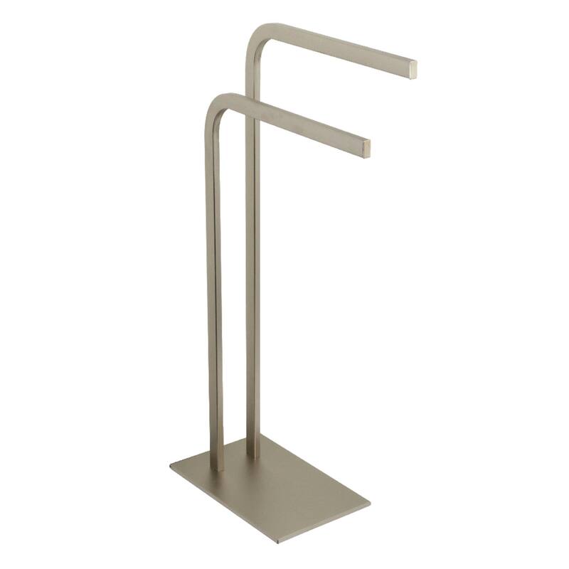 Edenscape Pedestal Dual Towel Rack in Brushed Nickel - Brushed Nickel