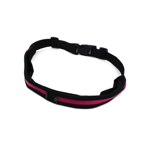 Unisex Sport Nylon Adjustable Zipper Waist Belt Bag Pouch Pack Rose Red Black