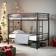 preview thumbnail 10 of 16, Modern Twin Over Twin Convertible Bunk Bed with Safety Guardrails and 2 Ladders Black