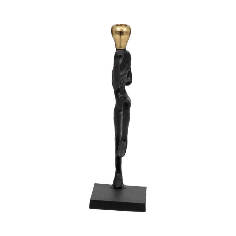 Sagebrook Home Modern Gold and Black Running Man Metal Taper Candle Holder - 7" x 5" x 15" - 7" x 5" x 15"